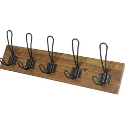 Patère en bambou 5 crochets métal noir L48cm