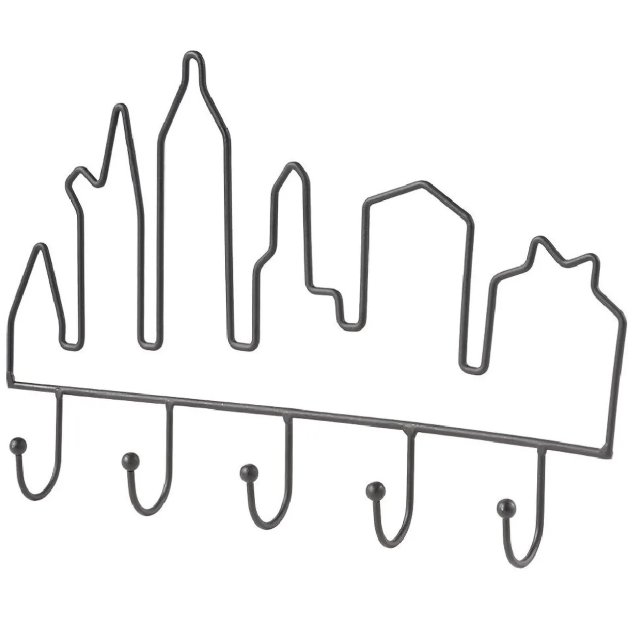 Patère indus métal noir 5 crochets L30,5cm