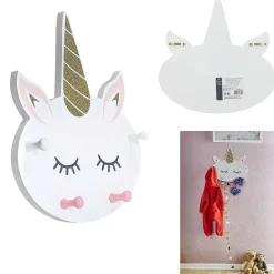 Patère licorne 4 crochets blanc rose doré