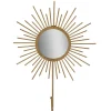 Patère miroir forme soleil métal doré