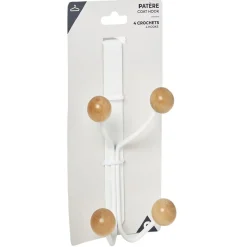 Patère métal et bois 4 crochets