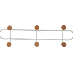 Patère murale 6 crochets en métal et bois