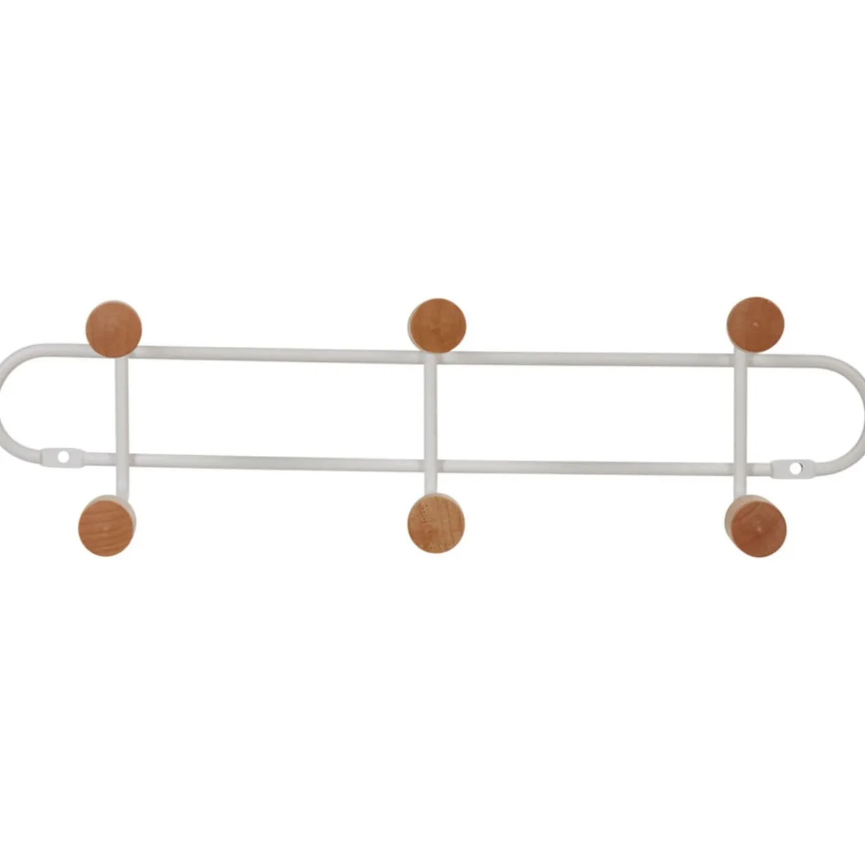 Patère murale 6 crochets en métal et bois