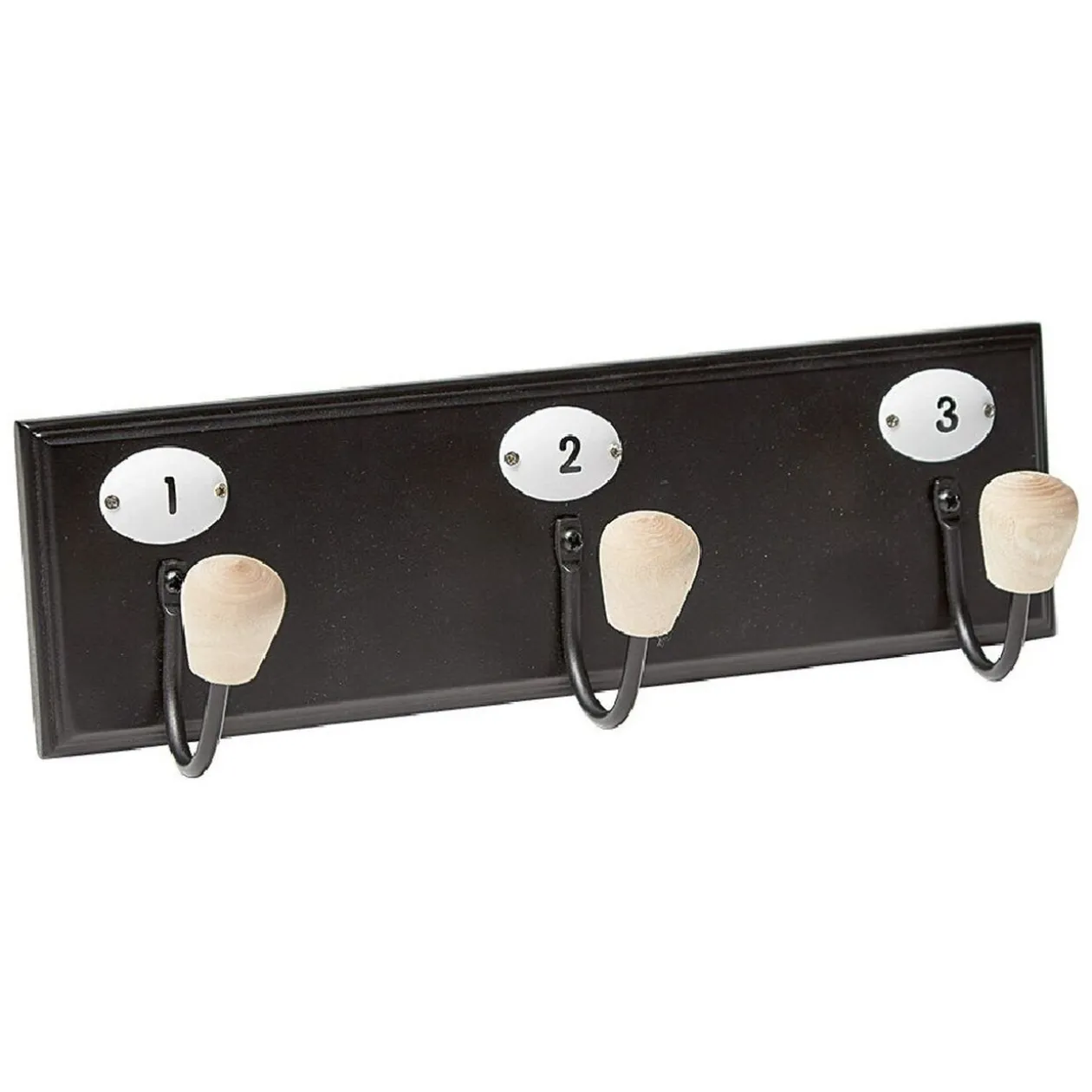 Patère murale 3 crochets métal et mdf