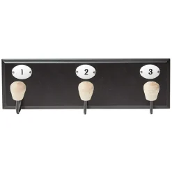 Patère murale 3 crochets métal et mdf