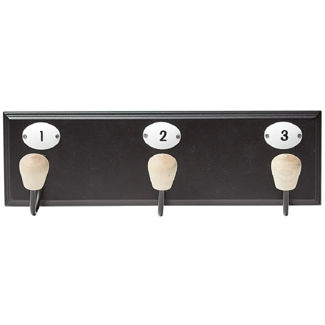 Patère murale 3 crochets métal et mdf