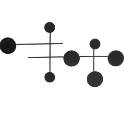 Patère murale 7 crochets ronds en métal noir