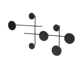 Patère murale 7 crochets ronds en métal noir