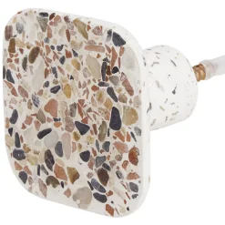 Patère murale carrée motif terrazzo polyrésine 7x7cm