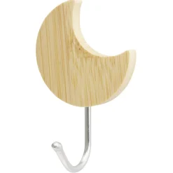 Patère murale forme lune bambou et métal 7xH4,5cm x2