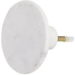 Patère murale ronde imitation marbre blanc polyrésine Ø8cm