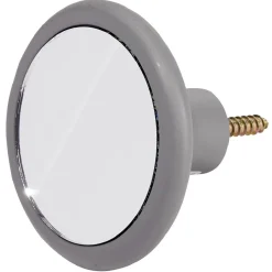 Patère murale ronde miroir contour gris Ø8cm