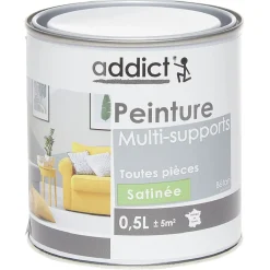 Peinture multi-surfaces 0,5L gris béton satiné