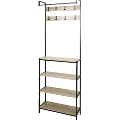 Penderie 8 patères et 4 étagères 68x23x180cm