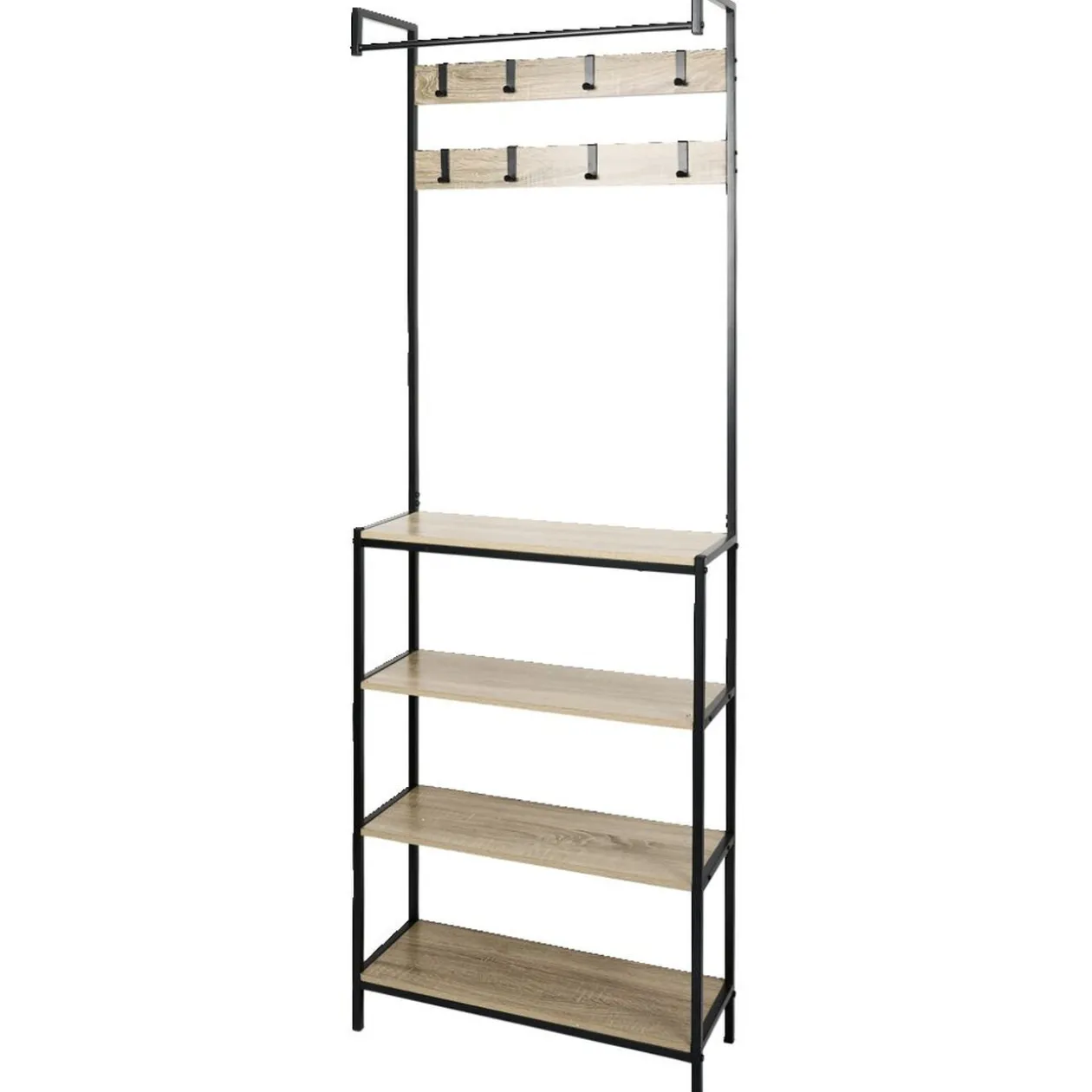 Penderie 8 patères et 4 étagères 68x23x180cm