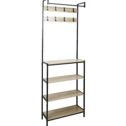 Penderie 8 patères et 4 étagères 68x23x180cm