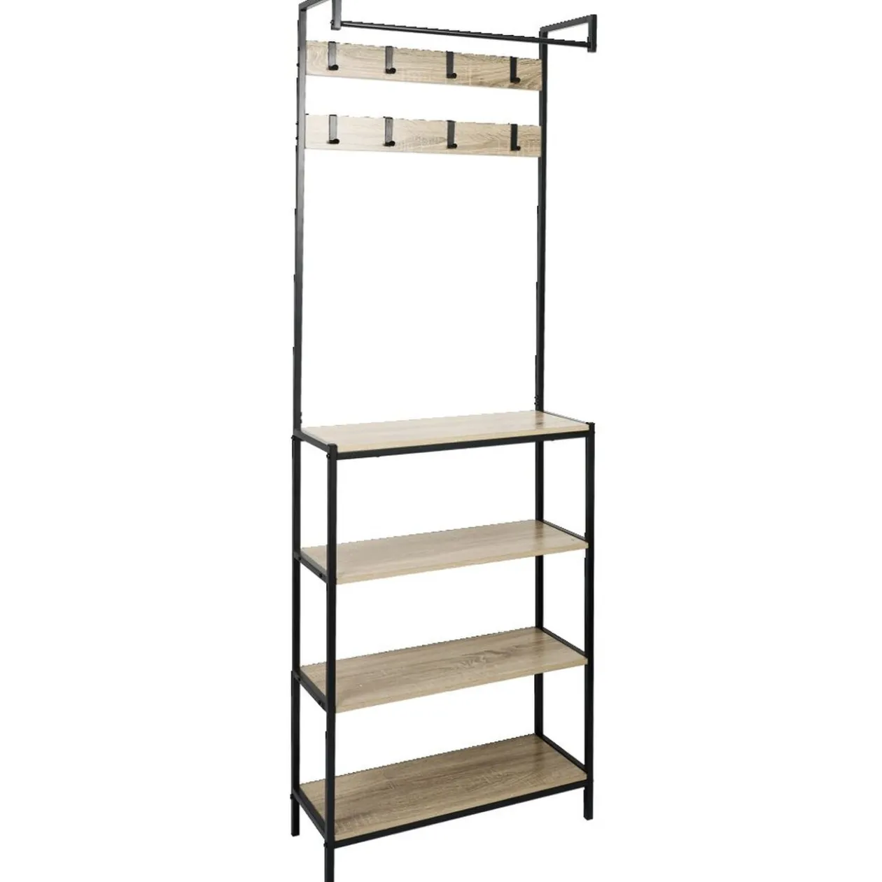 Penderie 8 patères et 4 étagères 68x23x180cm