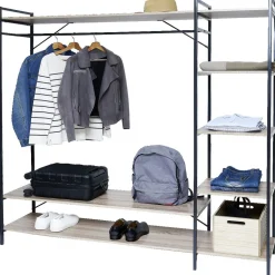 Penderie bois XXL 6 étagères 160x40xH180cm