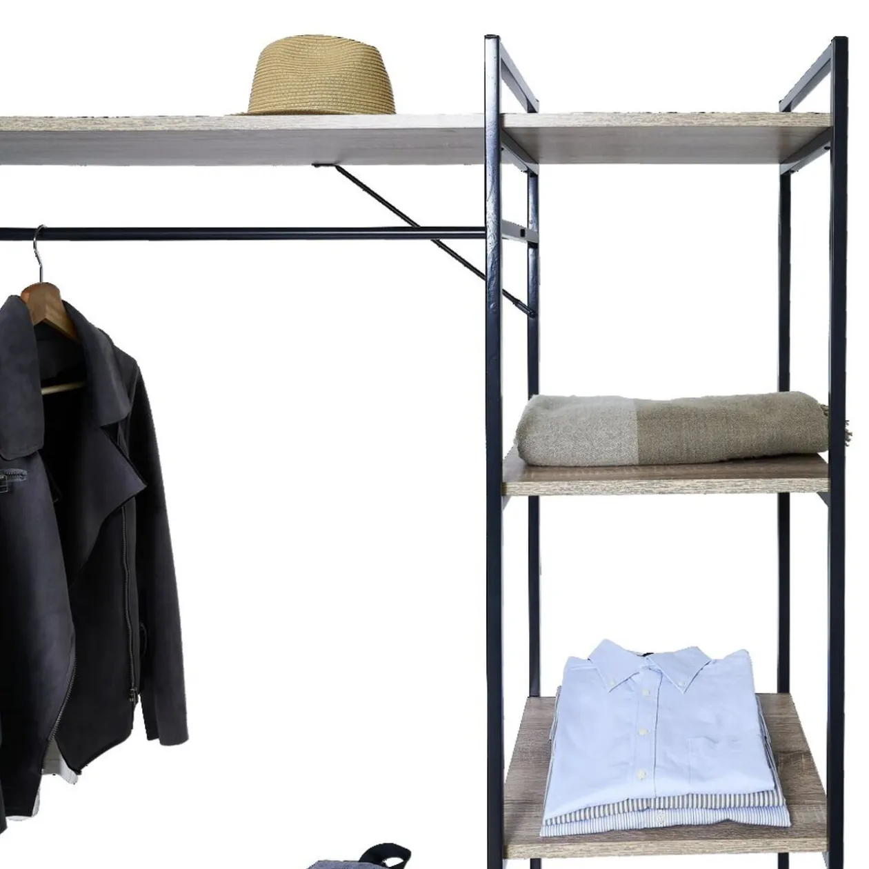 Penderie bois XXL 6 étagères 160x40xH180cm