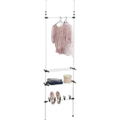 Penderie télescopique métal blanc et noir