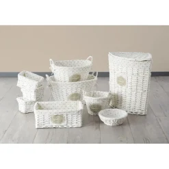 Petit panier de rangement osier tressé blanc