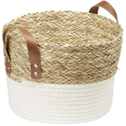 Petite panière tressée en jonc et coton