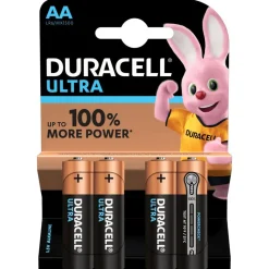 Pile alacaline Duracell Ultra AA 1,5 Volts LR06 - Lot de 4