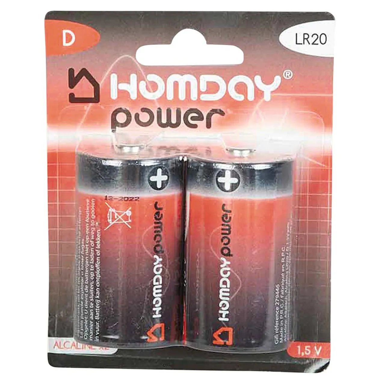 Pile Alcaline Homday Power LR20 x2