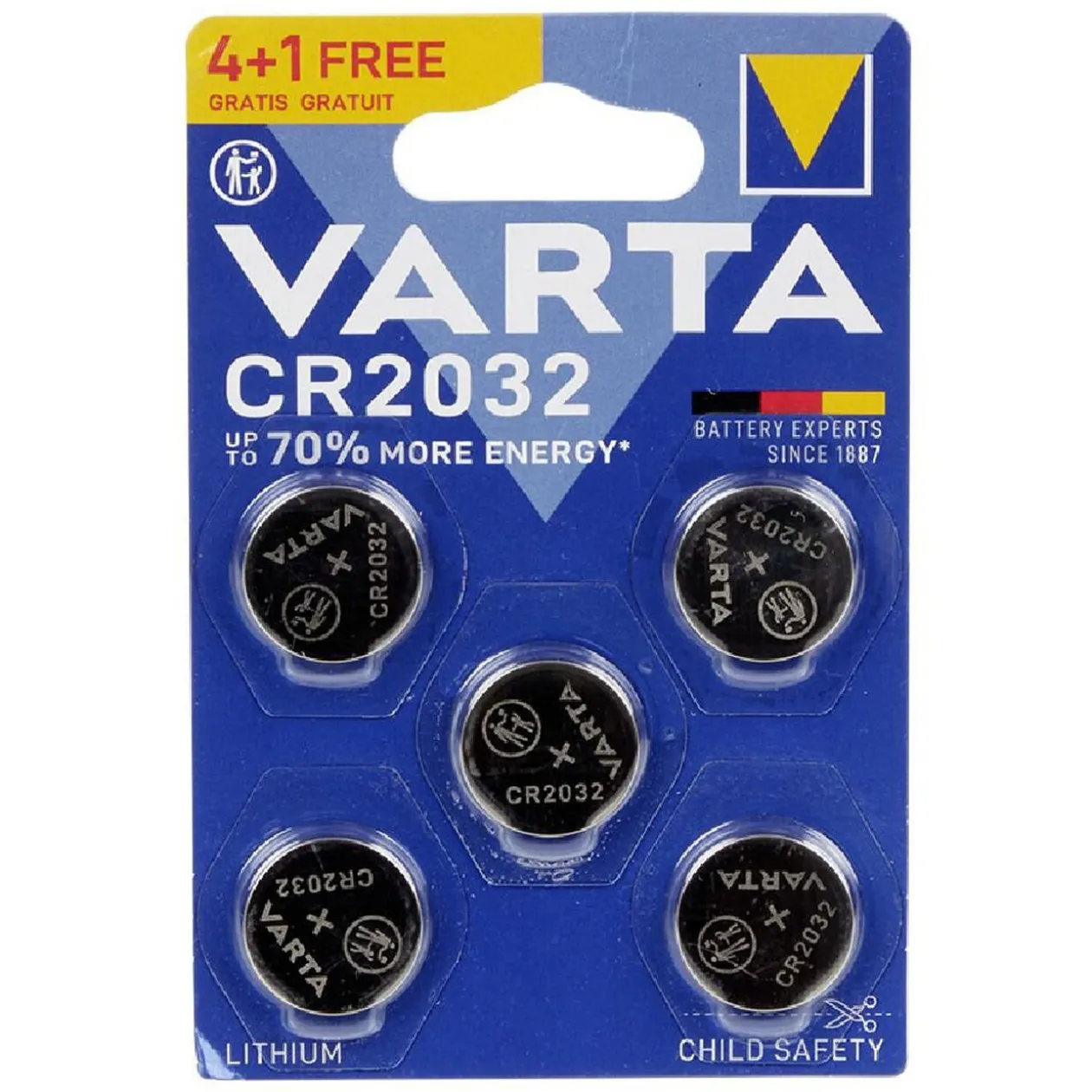 Pile bouton lithium CR2032 Energizer x4 + 1 gratuite