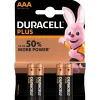 Pile Duracell Plus alcaline AAA 1,5 Volts LR03 - Lot de 4