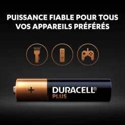 Pile Duracell Plus alcaline AAA 1,5 Volts LR03 - Lot de 4