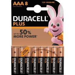 Pile Duracell Plus alcaline AAA 1,5 Volts, LR03 - Lot de 8