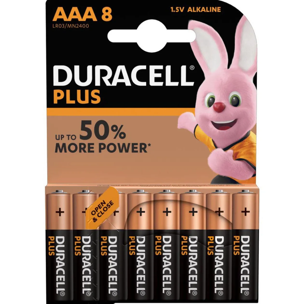 Pile Duracell Plus alcaline AAA 1,5 Volts, LR03 - Lot de 8