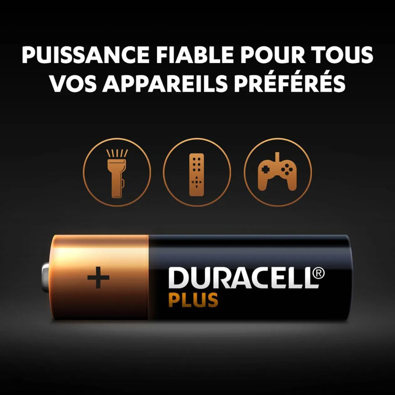 Pile Duracell Plus alcaline AA 1,5 Volts, LR06 - Lot de 8