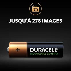 Pile rechargeable Duracell AA 1300 mAh, LR6 - Lot de 4