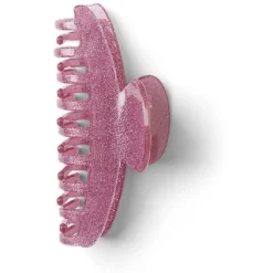 Pince à cheveux à paillettes plastique rose 10cm