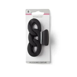 Pince à cheveux effet chaîne plastique noir mat 8cm