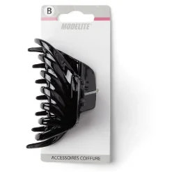 Pince à cheveux effet papillon plastique noir brillant 9cm