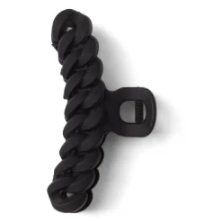 Pince à cheveux effet tressé plastique noir mat 11cm