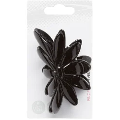 Pince à cheveux fantaisie design fleur noir brillant