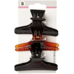 Pince à cheveux noir marron L.8 cm x3