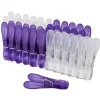 Pince à linge blanche et violette plastique transparent x24