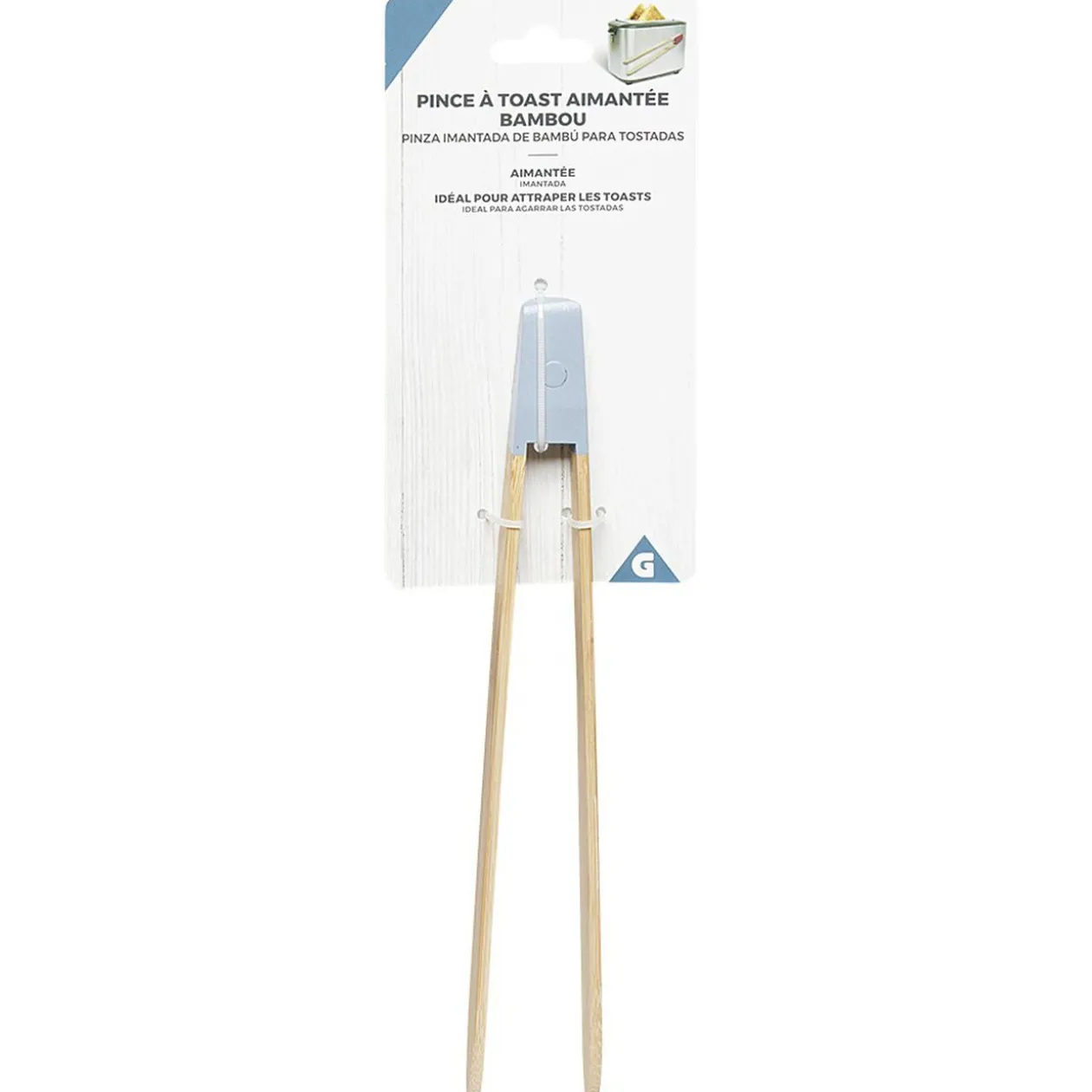 Pince à toast aimantée en bambou