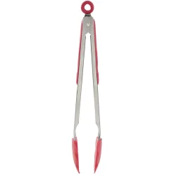 Pince à viande inox et silicone rouge