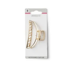 Pince cheveux crabe doré brillant arrondie L8cm