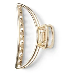 Pince cheveux crabe doré brillant arrondie L8cm