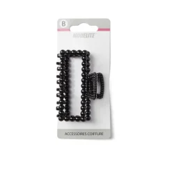 Pince cheveux crabe noir brillant rectangulaire L8cm