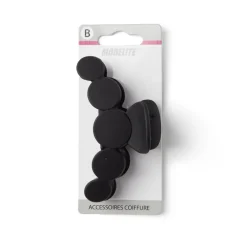 Pince cheveux noir mat design arrondi L10cm