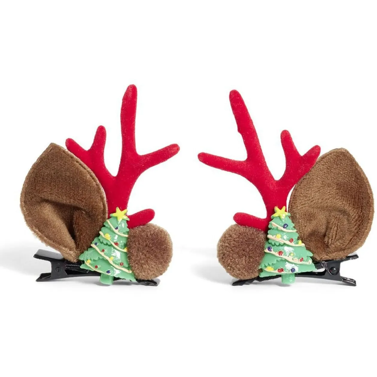 Pince cheveux Noël renne marron et rouge L7xH5cm