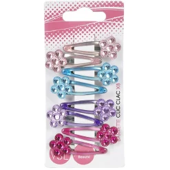 Pince clic clac fleur x8 en plastique